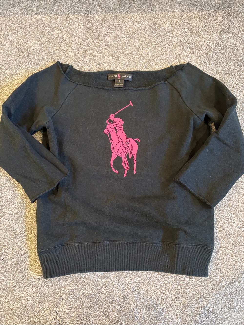 Women’s Ralph Lauren Pink Pony Black Sweatshirt